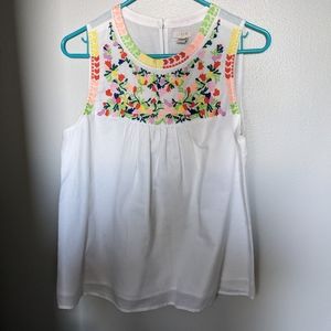 J Crew embroidered tank blouse